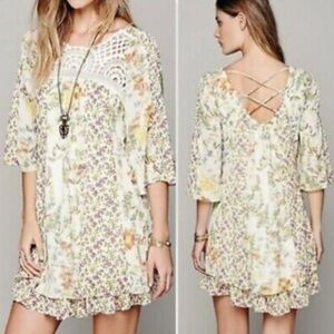 Free People Magic Garden Wildflower Boho Shift Floral Mini Dress Size XS